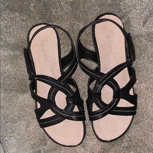 Cushioned Comfy Velcro Black Sandals
